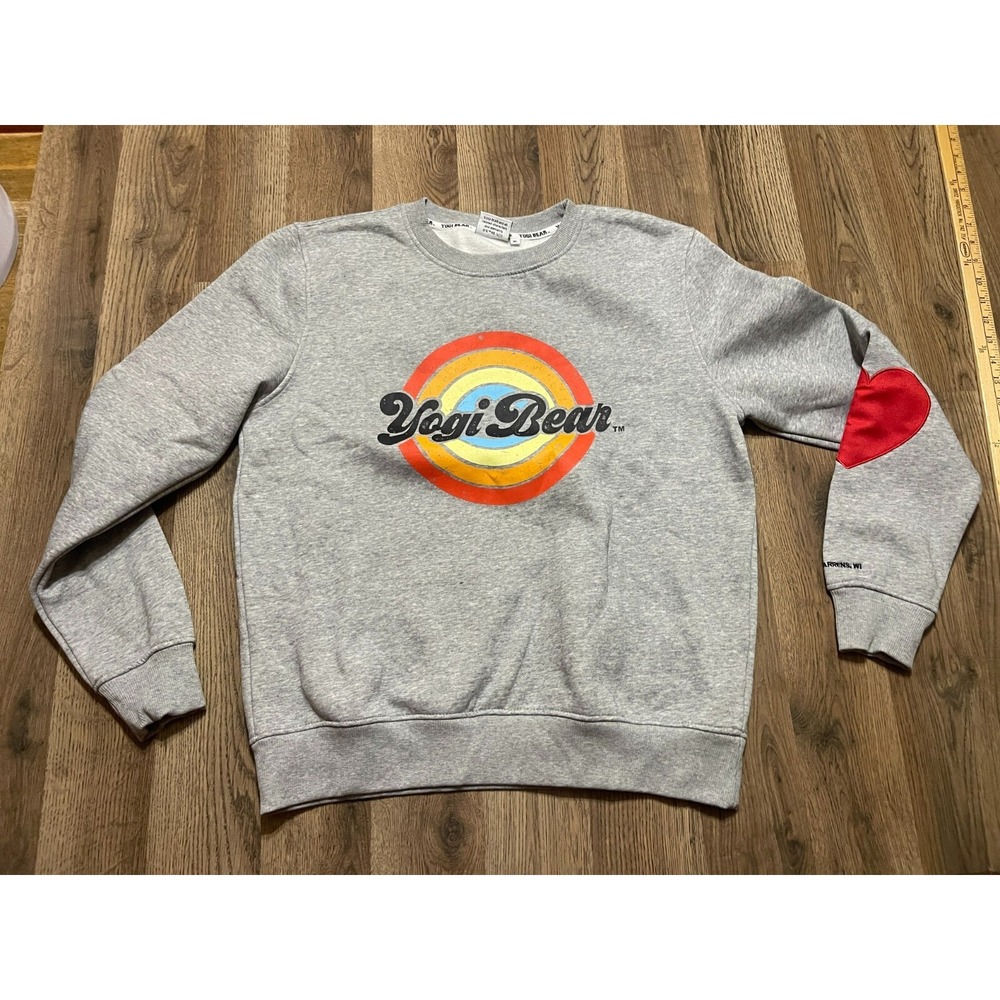 Yogi Bear Sweater, Women's Size XL, Gray, Pullover, Rainbow , Long Sleeve, Heart